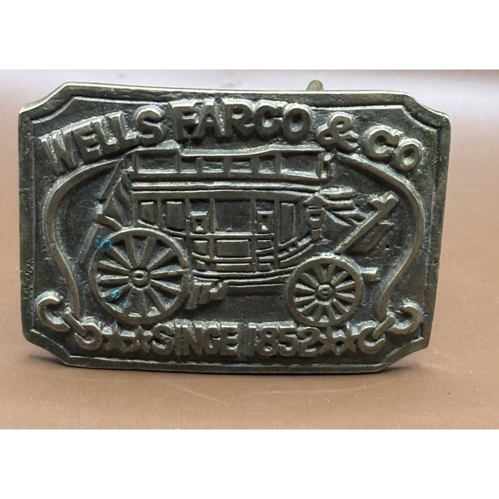 Vintage Wells Fargo & Co Belt Buckle Brass Since 1852